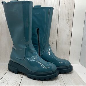 AGL 40mm Patent Leather Midi Boots Size 7